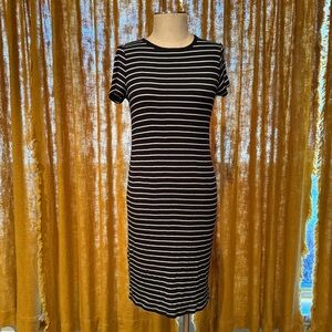 GAP Black and White Striped Midi Dress